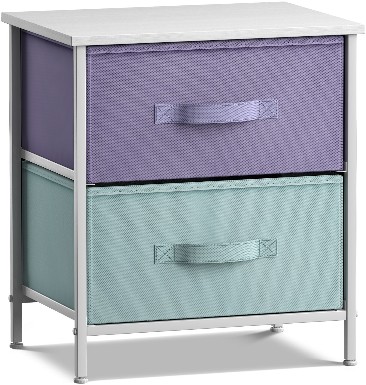 Sorbus Nightstand with 2 Drawers - Steel Frame, Wood Top & Easy Pull Fabric Bins - Great for Home, Bedroom, Office & College Dorm